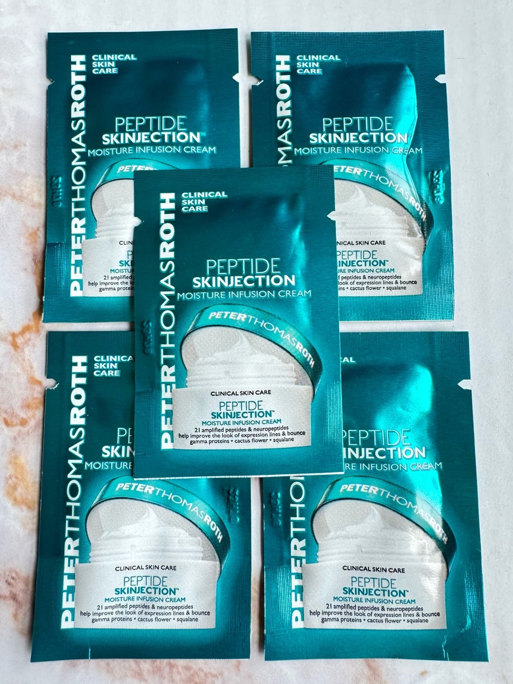 5x Peter Thomas Roth Peptide Skinjection Moisture Infusion Cream Samples Bundle